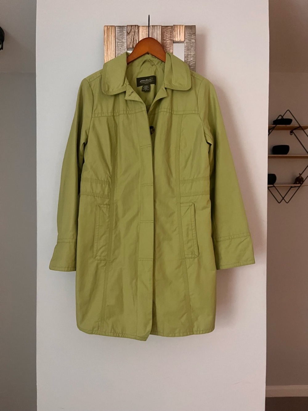 Eddie Bauer Light Green Trench Coat S